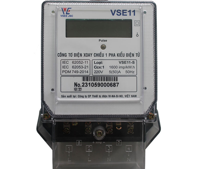 Vinasino VSE11-S – đồng hồ điện tử 1 pha 1 biểu giá 5(50)A.